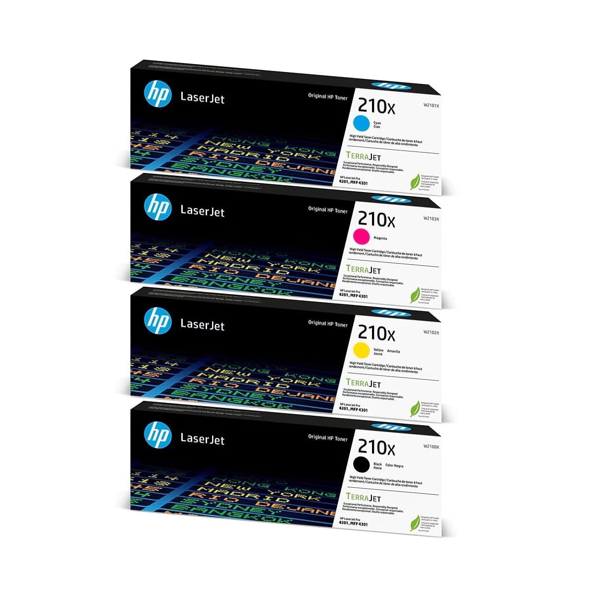 HP 210X High Yield Toner Set (4-Pack) W2100X-W2103X 4201 4301 TerraJet